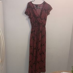 Elegant Black and Red Floral Dress